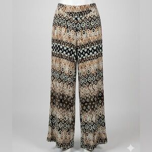 Dressbarn Boho Geometric Pattern Wide Leg Palazzo Pants Women’s Small